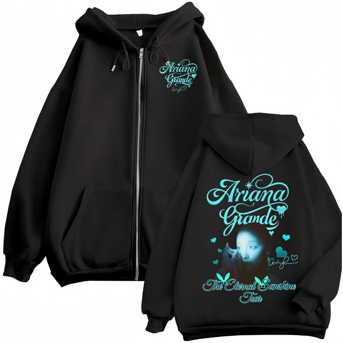 Mens Fashion Zip Up Hoodies - Ariana Grande Eternal Sunshine Tour Zip