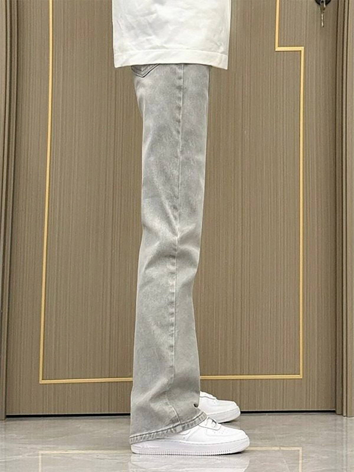 Men'S Fashion Grey Jeans - Smoke Grey Straight Leg Slim Fit