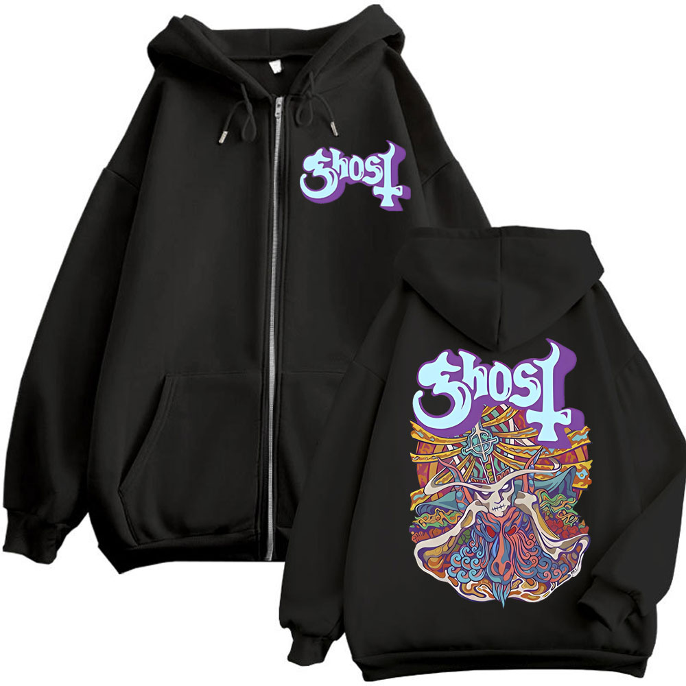 Ghost Band Graphic Zipper Hood - Mens Fashion Zip Up Hoodies 评论和价格