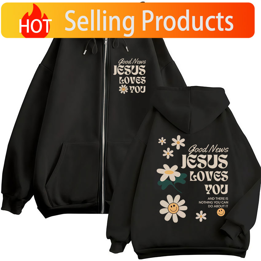 Good News Jesus Loves You Chri - Mens Fashion Zip Up Hoodies 评论和价格