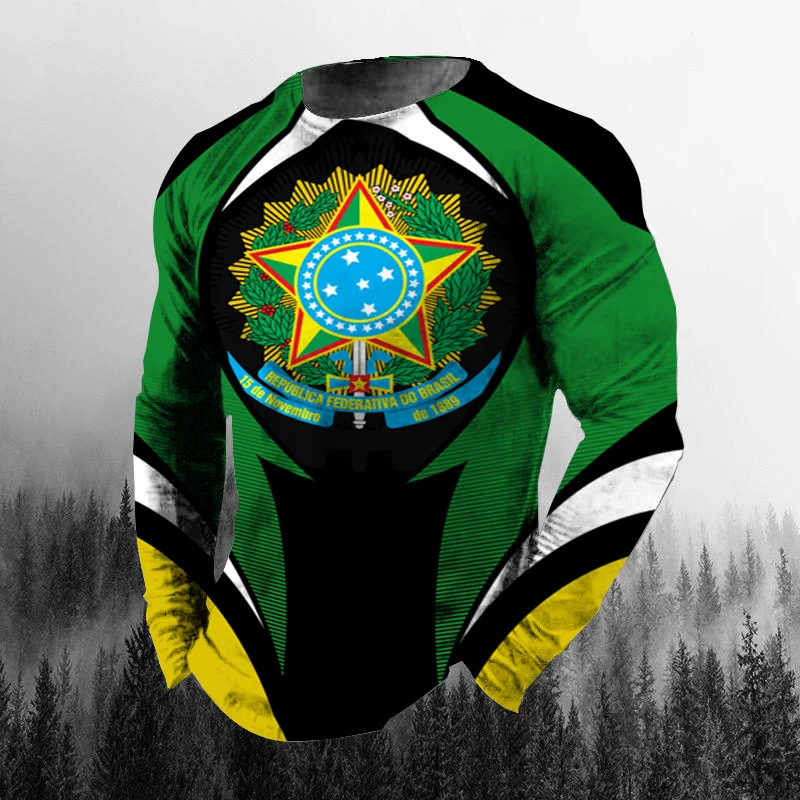 Vintage Brazilian Flag 3D Prin - Men'S Fashion T Shirts 评论和价格