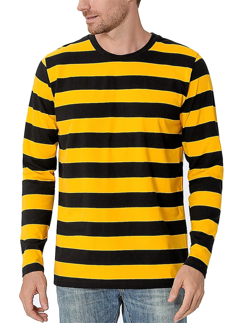 Fashion Contrast Stripe 3D Pri - Men'S Fashion T Shirts 评论和价格