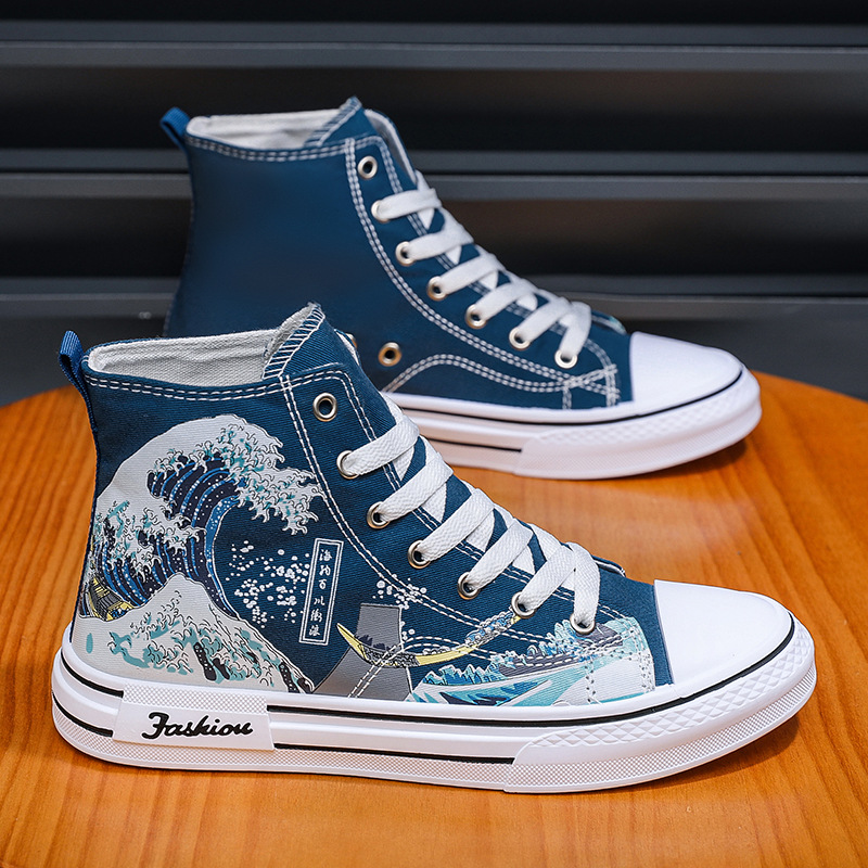 Men Shoes High-Top Canvas Shoe - Mens Fashion Trainers 评论和价格